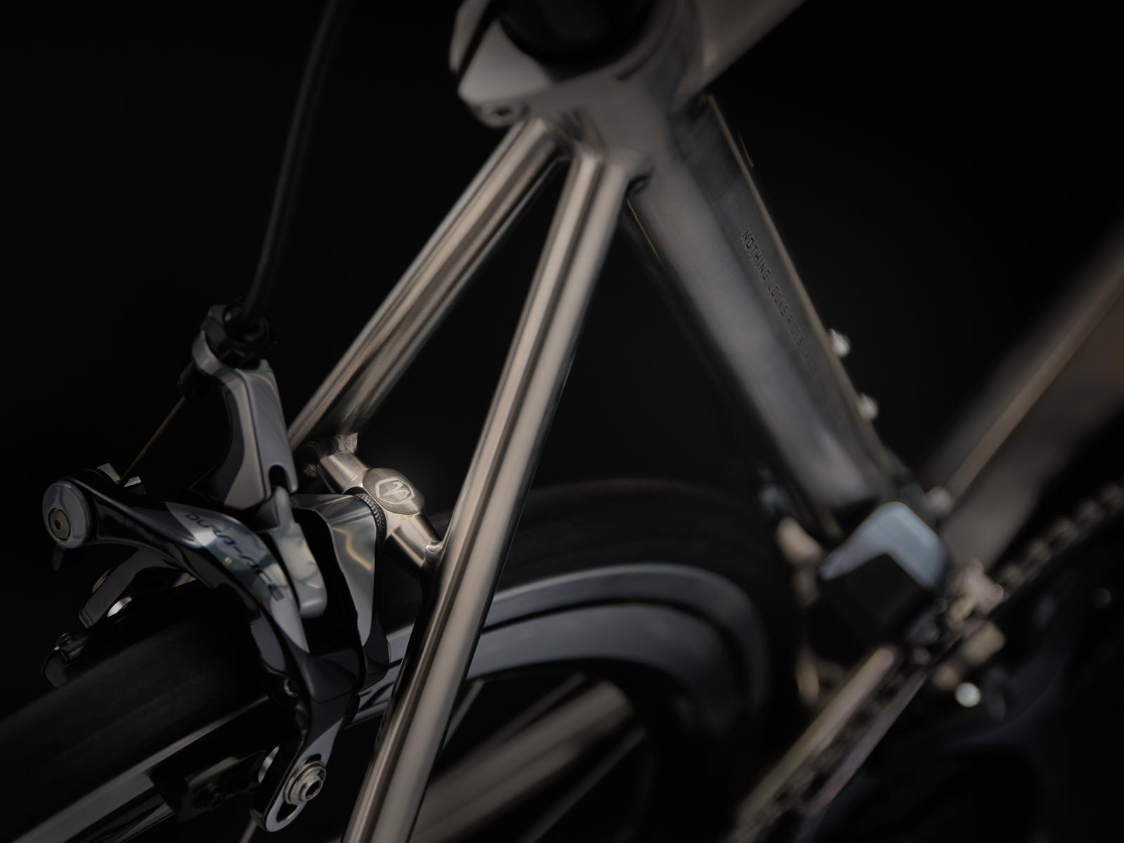 Van Nicholas Astraeus Titanium Engraved Seat Stay Bridge V-Logo