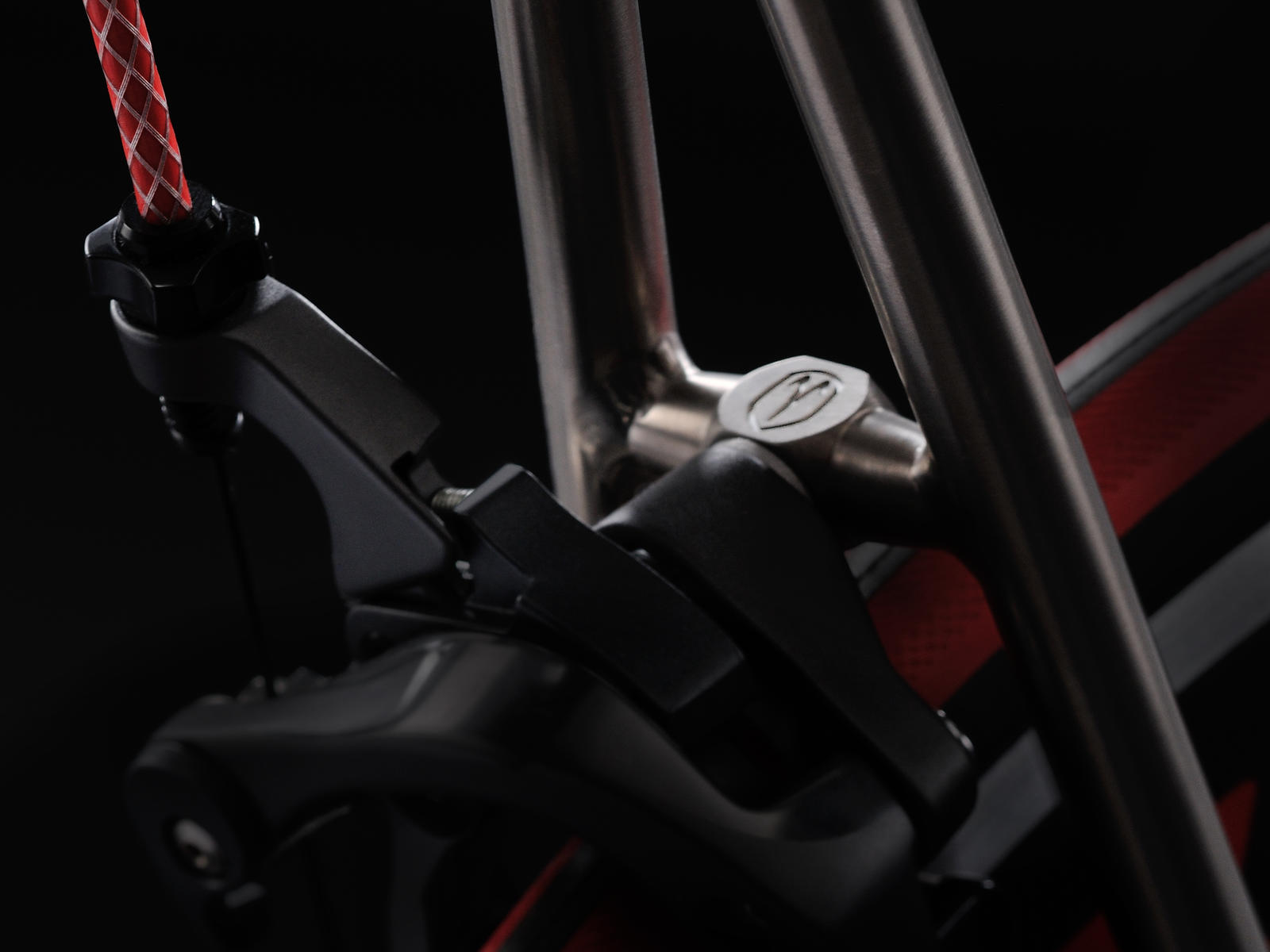 Van Nicholas Aquilo SE Titanium Engraved Seat Stay Bridge V-Logo